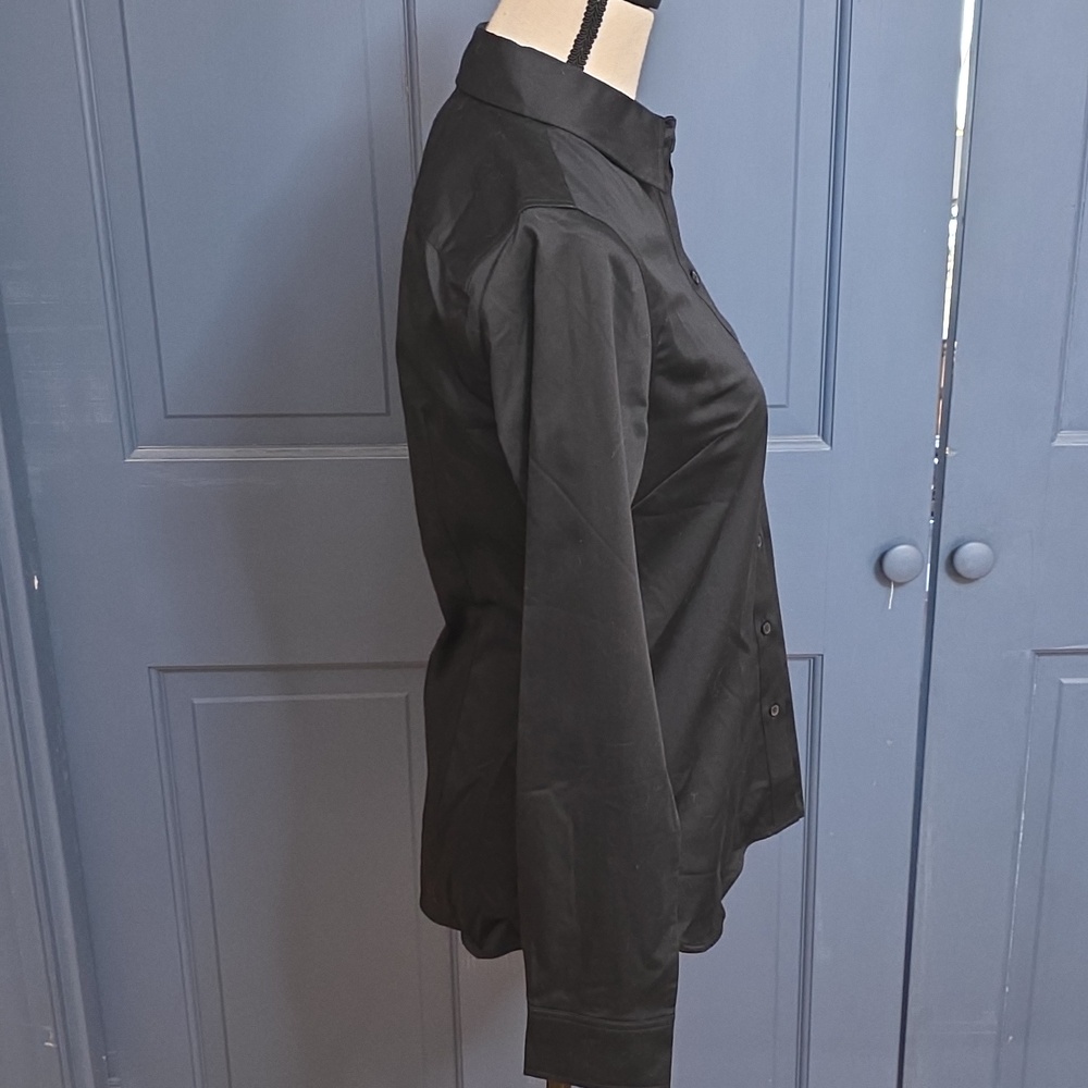 NWOT Banana Republic Tailored Black Long-Sleeve Cotton Dress Shirt Sz 4 - Picture 2 of 6
